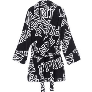 PINK black fluffy robe